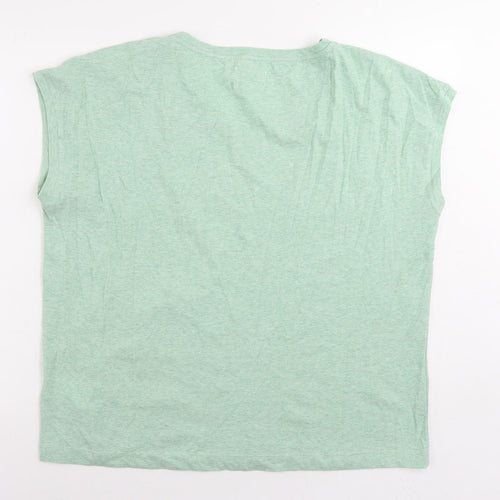 Folk Womens Green Cotton Basic T-Shirt Size 14 Round Neck