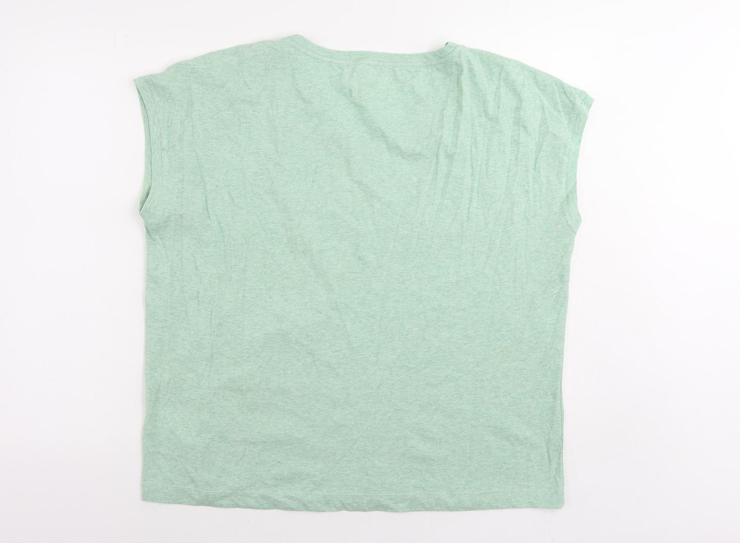 Folk Womens Green Cotton Basic T-Shirt Size 14 Round Neck