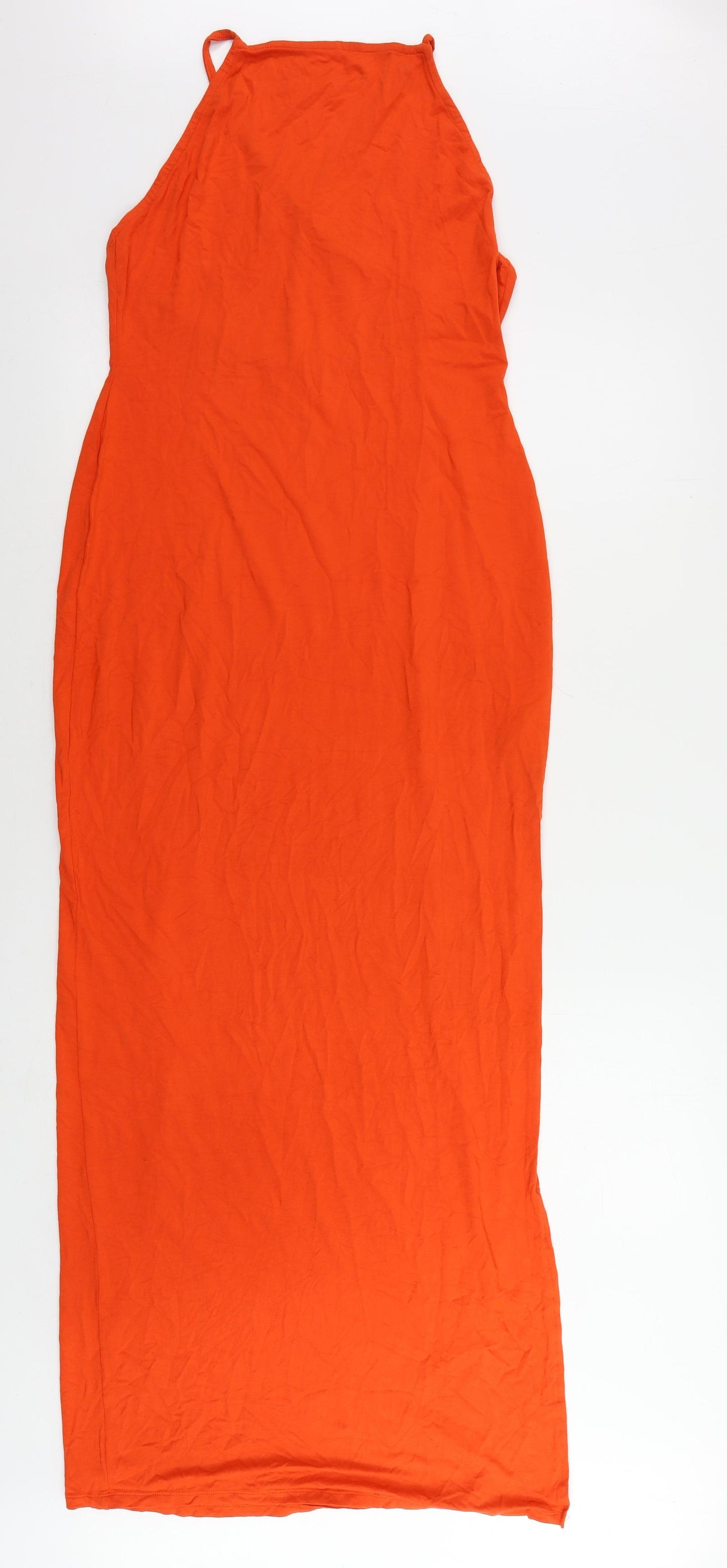 ASOS Womens Red Viscose Maxi Size 14 Square Neck Pullover - Backless