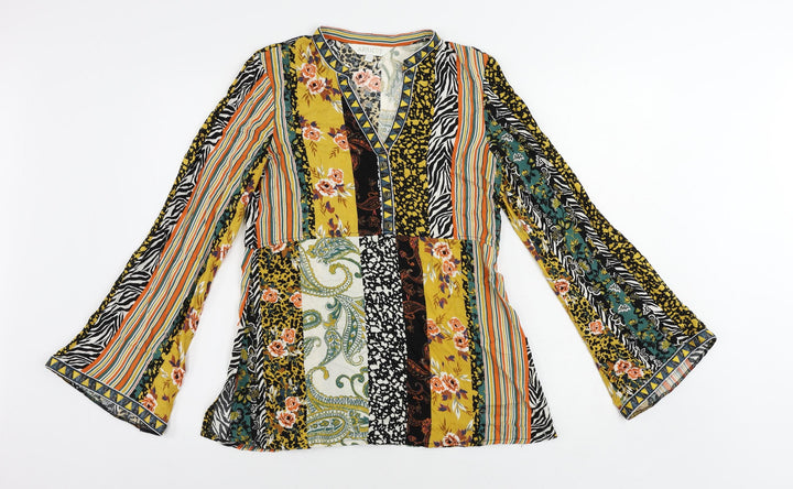 Apricot Womens Multicoloured Paisley Viscose Basic Blouse Size 8 V-Neck