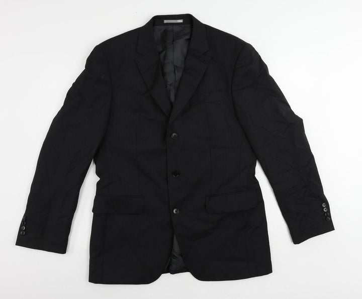 NEXT Mens Black Striped Wool Jacket Suit Jacket Size 40 Regular