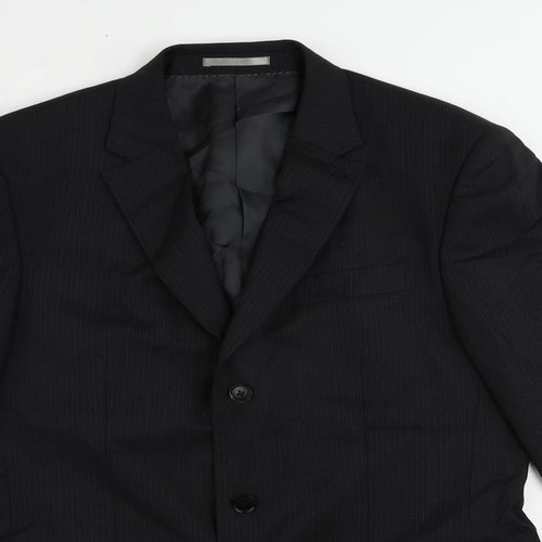 NEXT Mens Black Striped Wool Jacket Suit Jacket Size 40 Regular