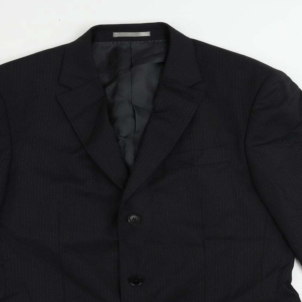 NEXT Mens Black Striped Wool Jacket Suit Jacket Size 40 Regular