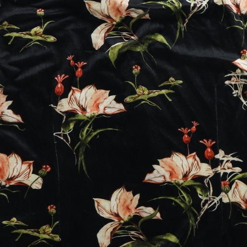ASOS Womens Black Floral Polyester Basic Button-Up Size S Collared