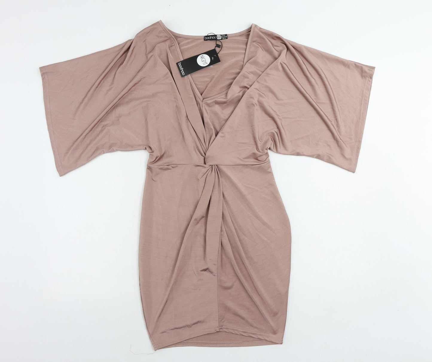Boohoo Womens Pink Polyester Mini Size 8 V-Neck Pullover