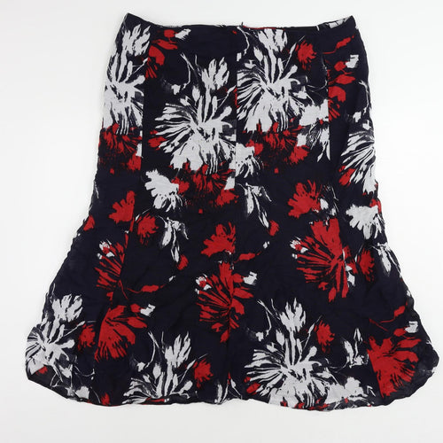 CC Womens Blue Geometric Viscose A-Line Skirt Size 18 Zip - Lined