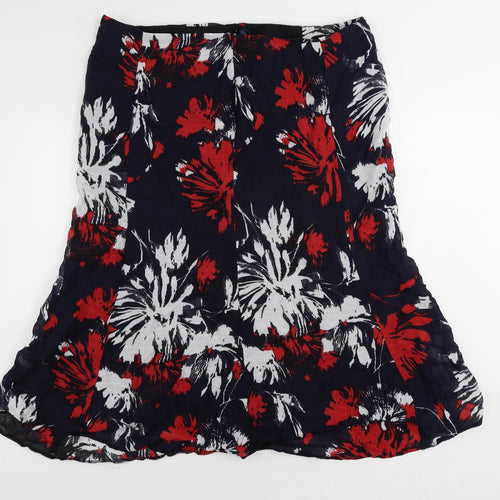 CC Womens Blue Geometric Viscose A-Line Skirt Size 18 Zip - Lined