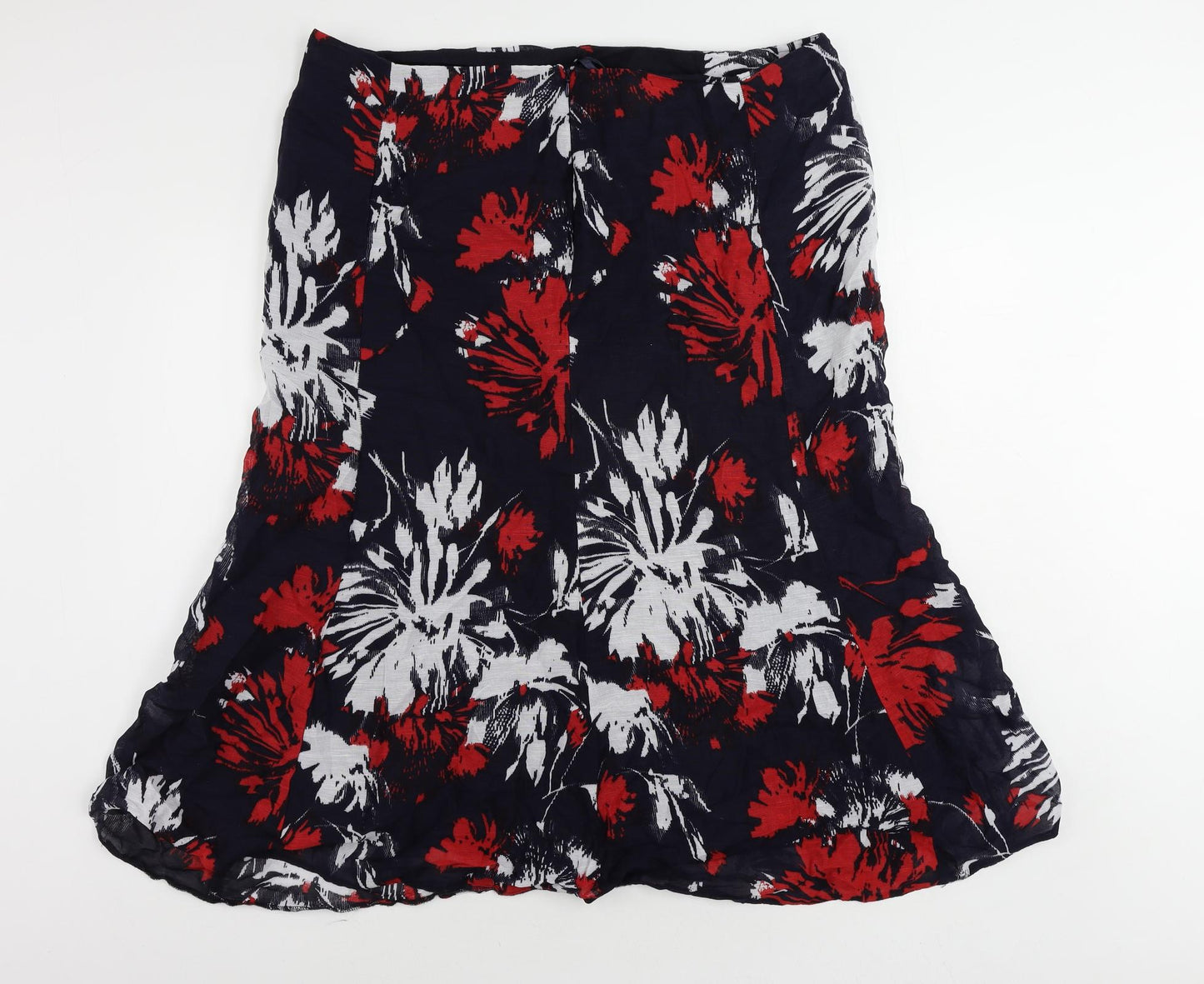 CC Womens Blue Geometric Viscose A-Line Skirt Size 18 Zip - Lined