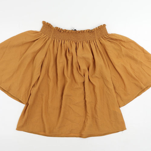 NEXT Womens Orange Polyester Basic Blouse Size 14 Off the Shoulder