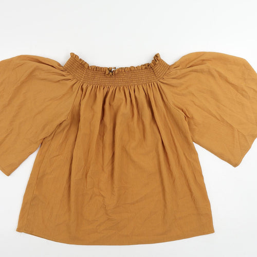 NEXT Womens Orange Polyester Basic Blouse Size 14 Off the Shoulder