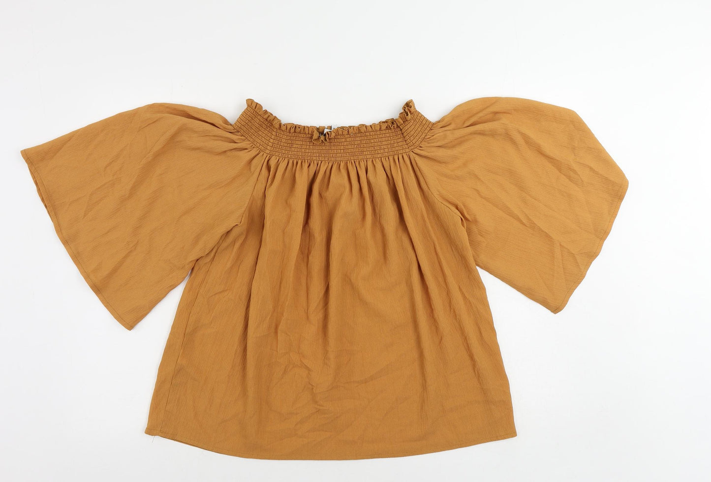 NEXT Womens Orange Polyester Basic Blouse Size 14 Off the Shoulder