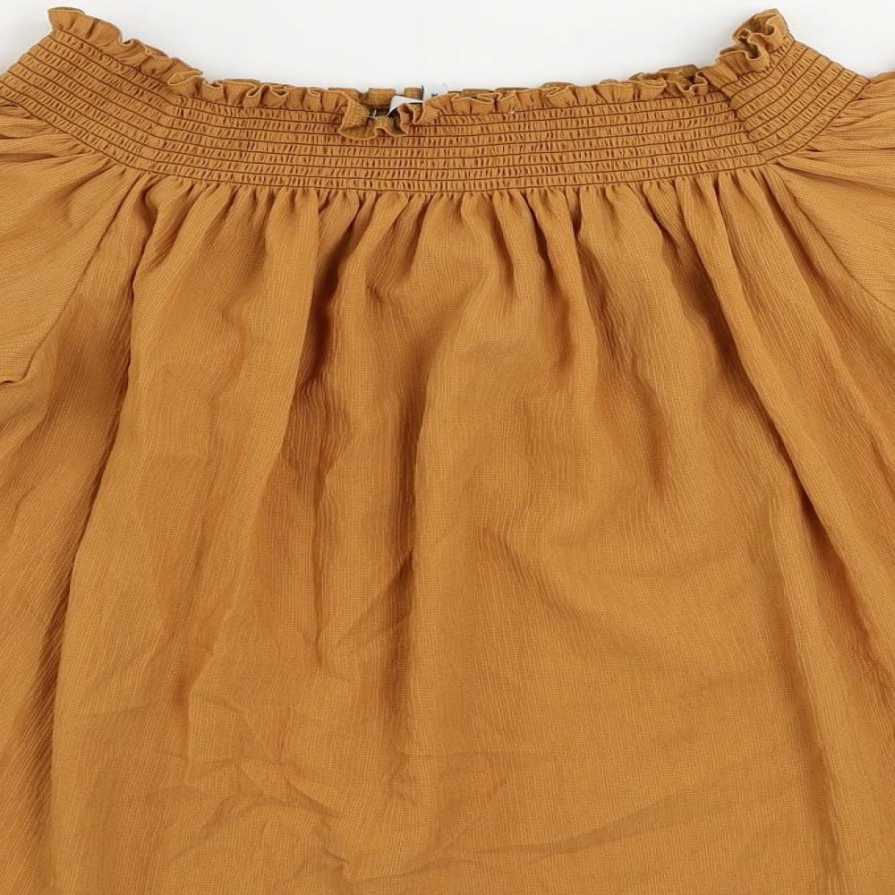 NEXT Womens Orange Polyester Basic Blouse Size 14 Off the Shoulder