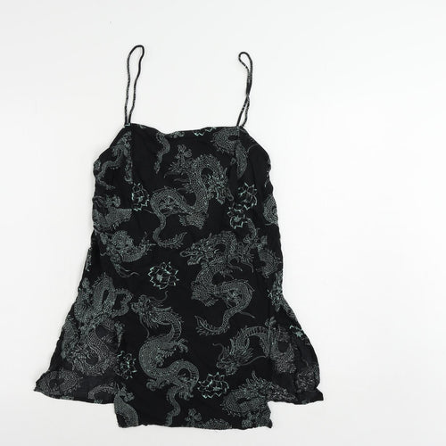 Motel Womens Black Geometric Viscose Camisole Tank Size S Square Neck - Dragon Print