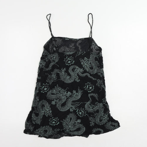 Motel Womens Black Geometric Viscose Camisole Tank Size S Square Neck - Dragon Print