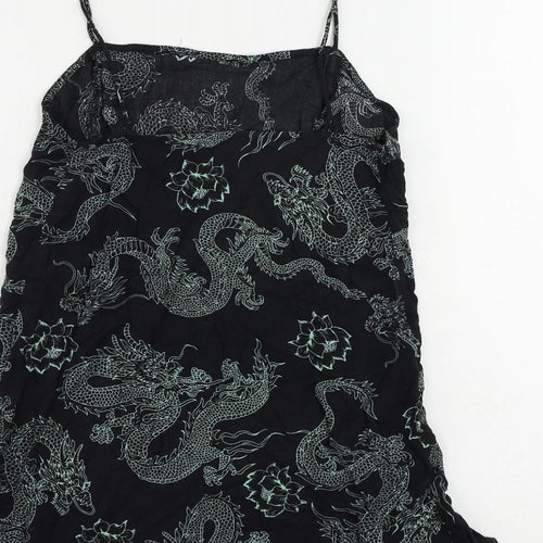 Motel Womens Black Geometric Viscose Camisole Tank Size S Square Neck - Dragon Print