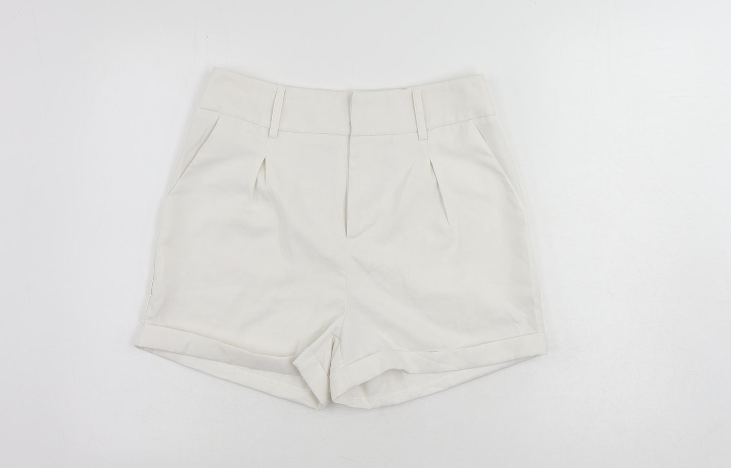 I SAW IT FIRST Womens White Polyester Chino Shorts Size 12 L4 in Regular Zip