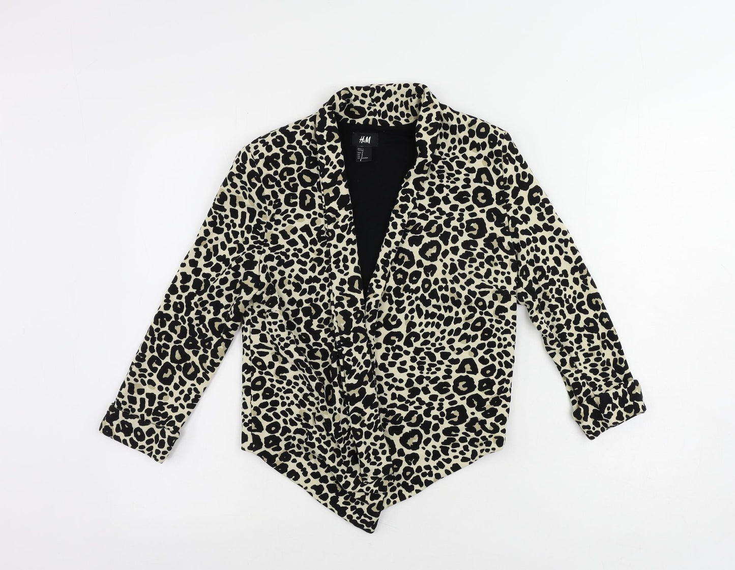 H&M Womens Brown Animal Print Jacket Blazer Size S - Open