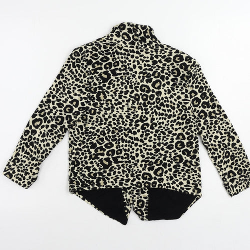 H&M Womens Brown Animal Print Jacket Blazer Size S - Open