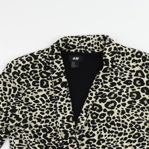 H&M Womens Brown Animal Print Jacket Blazer Size S - Open