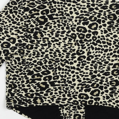 H&M Womens Brown Animal Print Jacket Blazer Size S - Open
