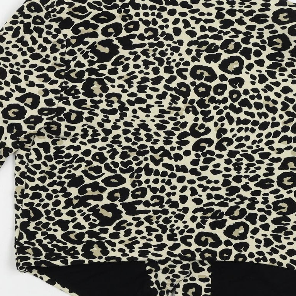 H&M Womens Brown Animal Print Jacket Blazer Size S - Open