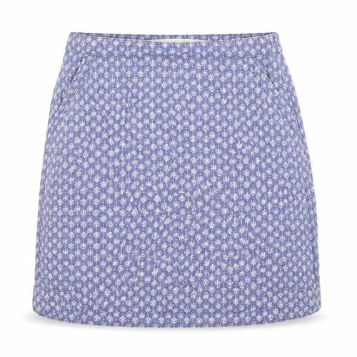 NEXT Womens Blue Geometric Linen A-Line Skirt Size 14 Zip - Pockets