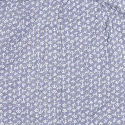 NEXT Womens Blue Geometric Linen A-Line Skirt Size 14 Zip - Pockets