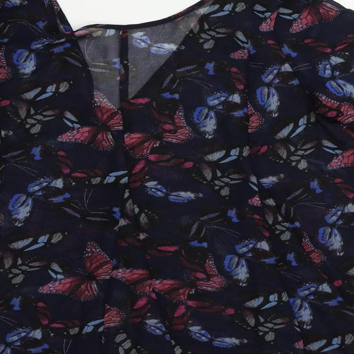 NEXT Womens Blue Geometric Polyester Basic Blouse Size 6 V-Neck - Butterfly Pattern