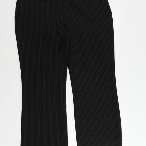Petite Womens Black Striped Polyester Dress Pants Trousers Size 16 L29 in Regular Zip