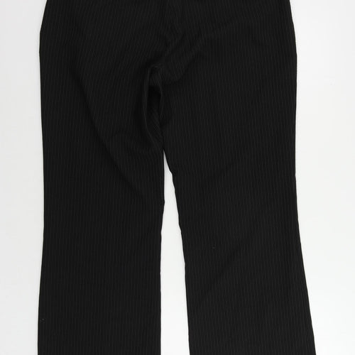 Petite Womens Black Striped Polyester Dress Pants Trousers Size 16 L29 in Regular Zip