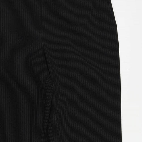 Petite Womens Black Striped Polyester Dress Pants Trousers Size 16 L29 in Regular Zip