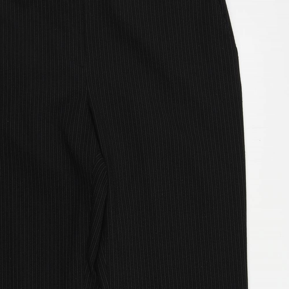 Petite Womens Black Striped Polyester Dress Pants Trousers Size 16 L29 in Regular Zip