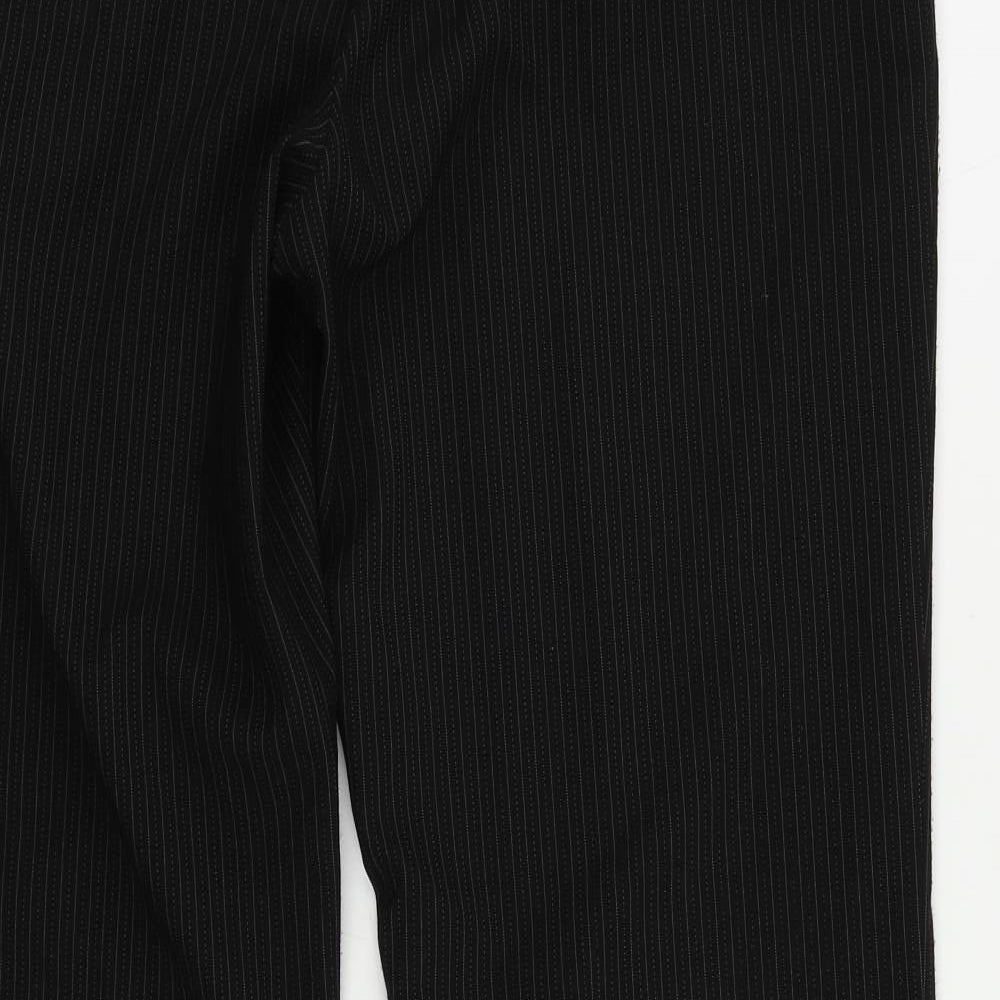 Petite Womens Black Striped Polyester Dress Pants Trousers Size 16 L29 in Regular Zip