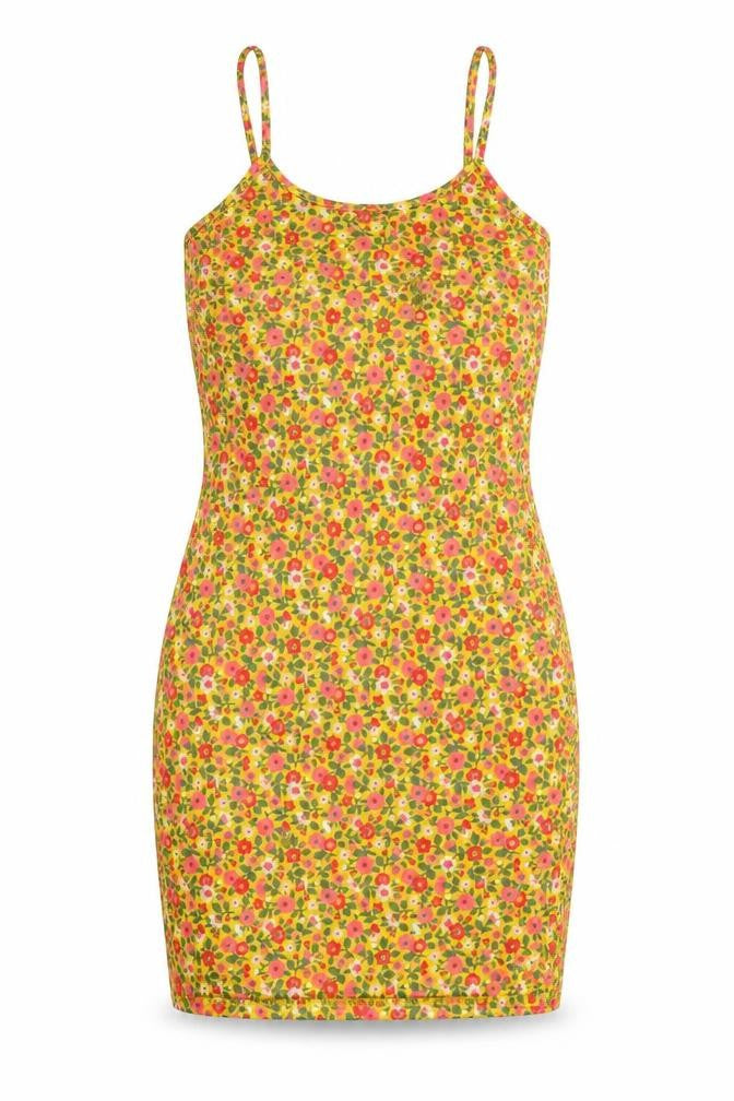 Wednesday's Girl Womens Yellow Floral Polyester Mini Size XS Round Neck Pullover