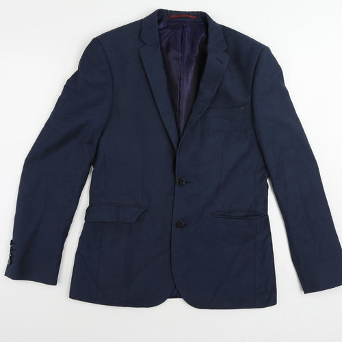 Burton Mens Blue Polyester Jacket Suit Jacket Size 38 Regular
