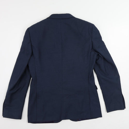 Burton Mens Blue Polyester Jacket Suit Jacket Size 38 Regular