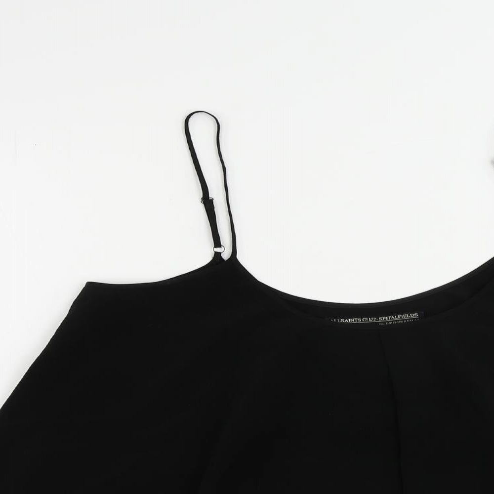 AllSaints Womens Black Polyester Camisole Tank Size 12 Scoop Neck