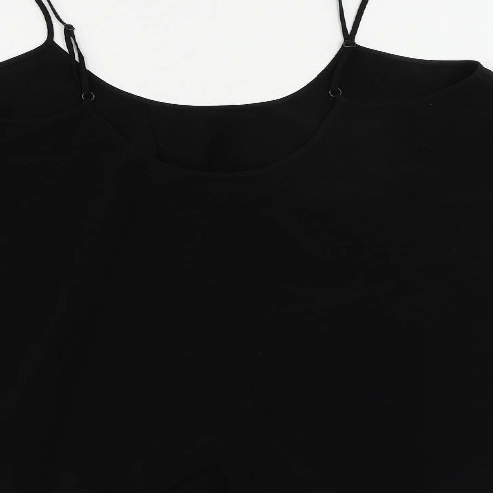AllSaints Womens Black Polyester Camisole Tank Size 12 Scoop Neck