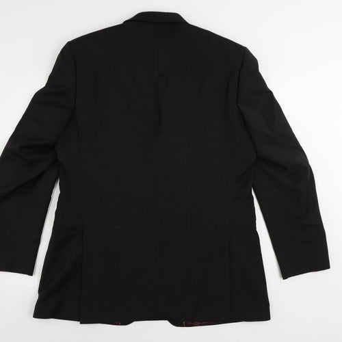 Burton Mens Black Striped Polyester Jacket Suit Jacket Size 44 Regular