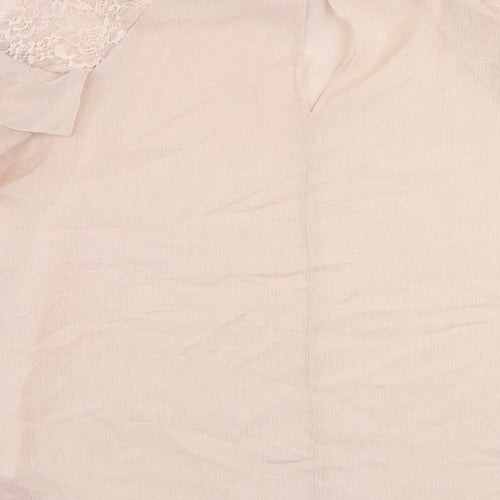 River Island Womens Pink Polyester Basic Blouse Size 10 Round Neck - Ruffle