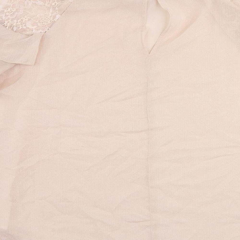 River Island Womens Pink Polyester Basic Blouse Size 10 Round Neck - Ruffle