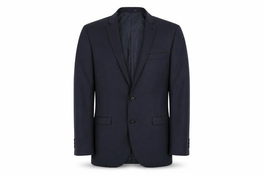 Front view of Next men’s blue polyester jacket suit jacket, size 40, regular