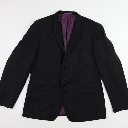 NEXT Mens Black Striped Wool Jacket Suit Jacket Size 44 Regular