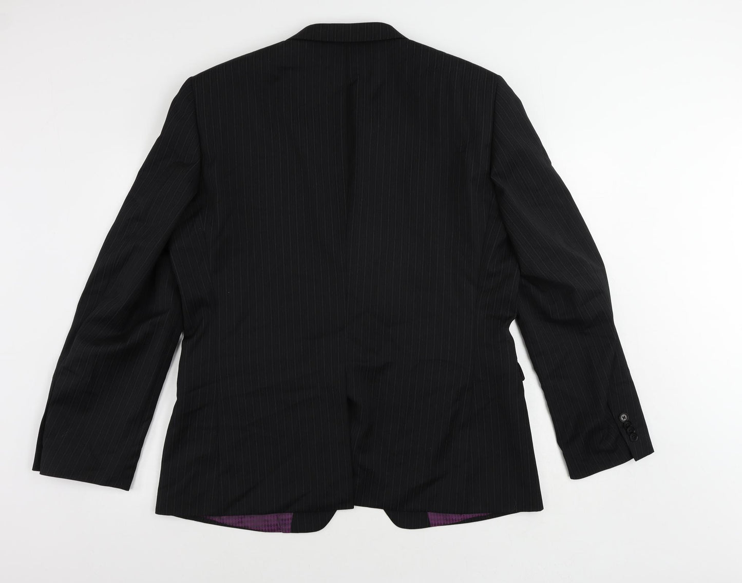 NEXT Mens Black Striped Wool Jacket Suit Jacket Size 44 Regular