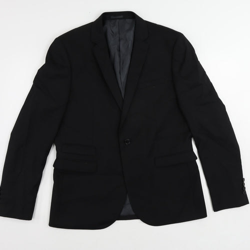 NEXT Mens Black Polyester Jacket Suit Jacket Size 42 Regular