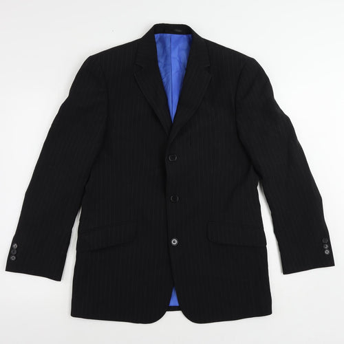 Vestiti Piu Mens Black Striped Polyester Jacket Suit Jacket Size 38 Regular