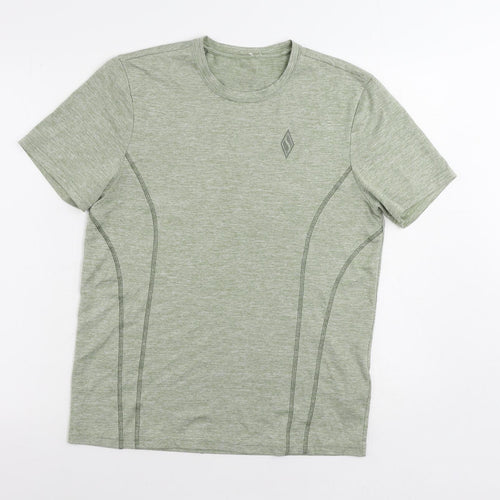 Skechers Womens Green Polyester Basic T-Shirt Size M Crew Neck