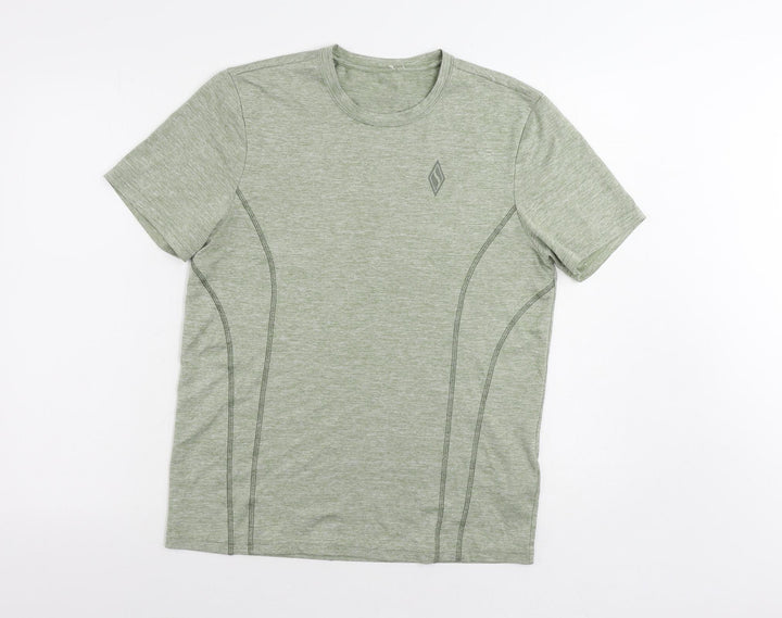 Skechers Womens Green Polyester Basic T-Shirt Size M Crew Neck