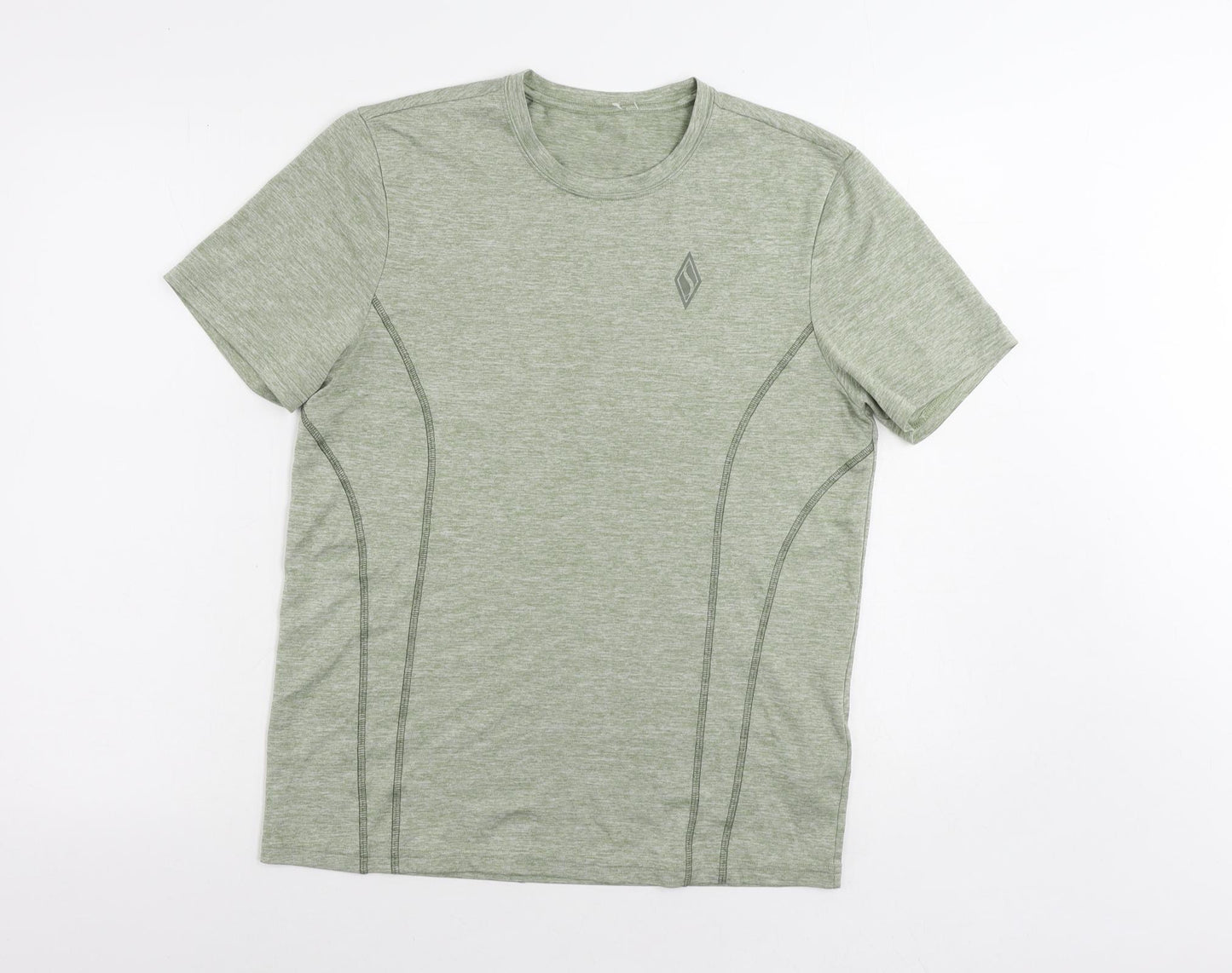 Skechers Womens Green Polyester Basic T-Shirt Size M Crew Neck
