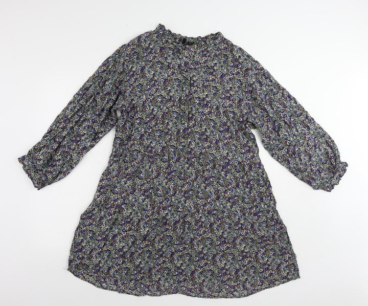 VERO MODA Womens Multicoloured Floral Viscose A-Line Size L V-Neck Pullover